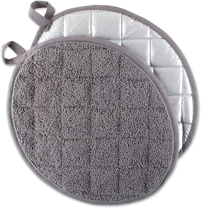 DII Basic Terry Collection Quilted 100% Cotton, Oval Potholder, 2 Piece by DII