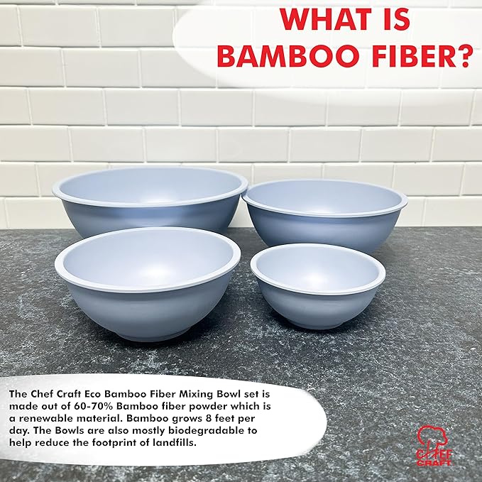 Chef Craft Eco Bamboo Fiber Mixing Bowl Set, 4 Piece Set - Image 3