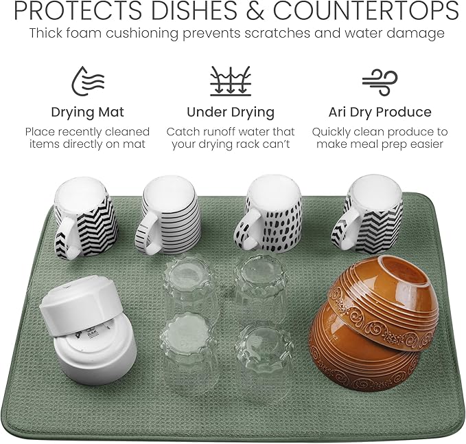 Bellemain XL Dish Mat 24" x 17" Microfiber Dish Drying Mat, Super absorbent - Image 5