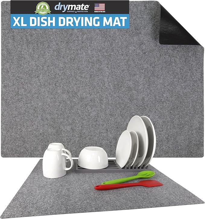 Drymate Jumbo XL Dish Drying Mat, Low-Profile, Super Absorbent, Quick Dry Fabric by Drymate