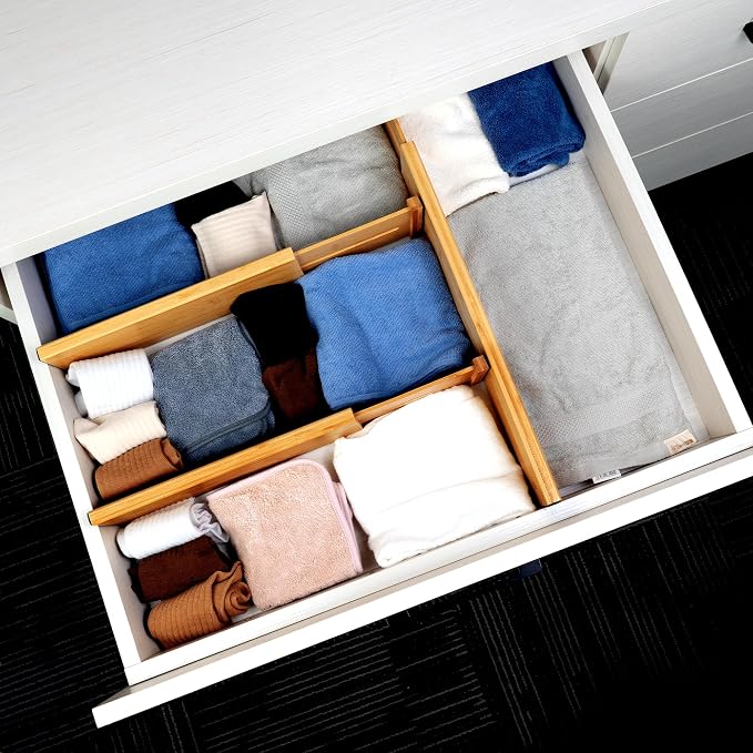 Utoplike Bamboo Dresser Drawer Dividers, Spring Loaded, Works in Kitchen - Image 4