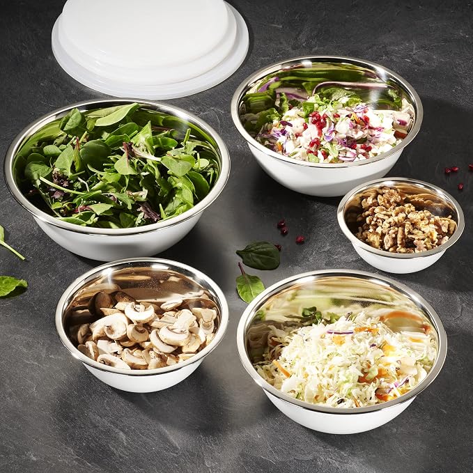 WHYSKO Stainless Steel Mixing Bowl Set, 10 Piece Stainless Steel Mixing Bowls - Image 4