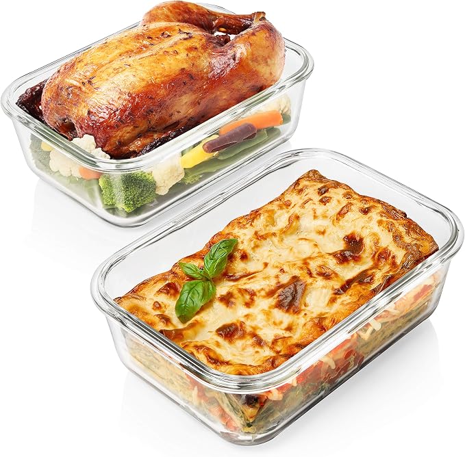 8 Cups/ 63 Oz 4 Piece Large Glass Food Storage/ Baking Containers - Image 8