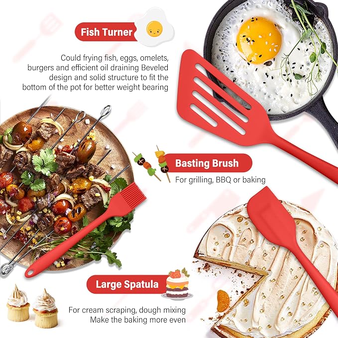 HaWare 11 PCS Silicone Cooking Utensils Set, Heat Resistant Kitchen Utensils - Image 6