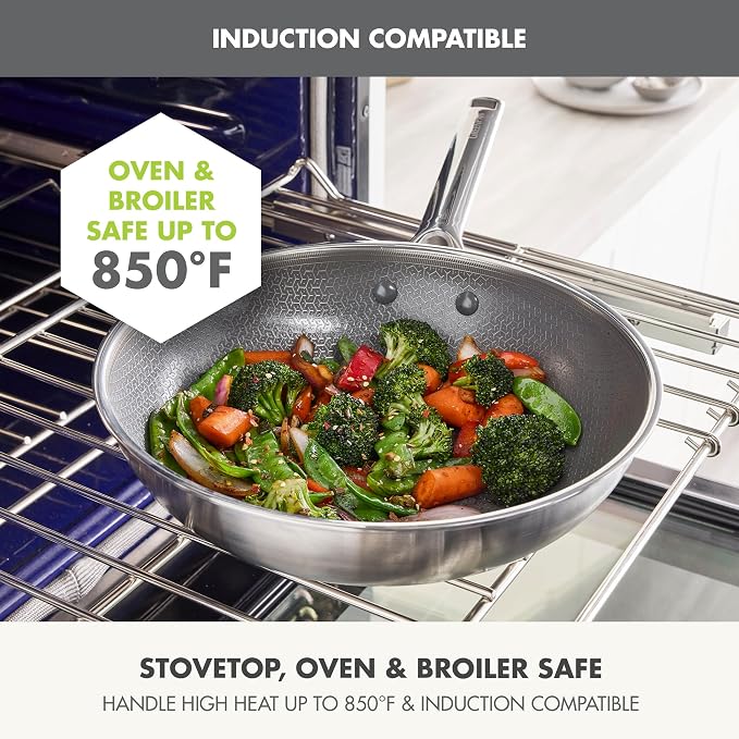 GreenPan Hybrid 11” Nonstick Stainless Steel Wok Pan, APEX Tri-Ply Thermobond - Image 6