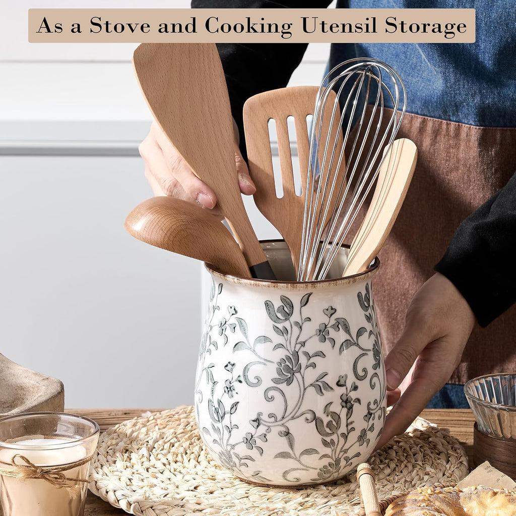 Utensil Holder for Kitchen Counter, Modern Farmhouse Cooking Utensil