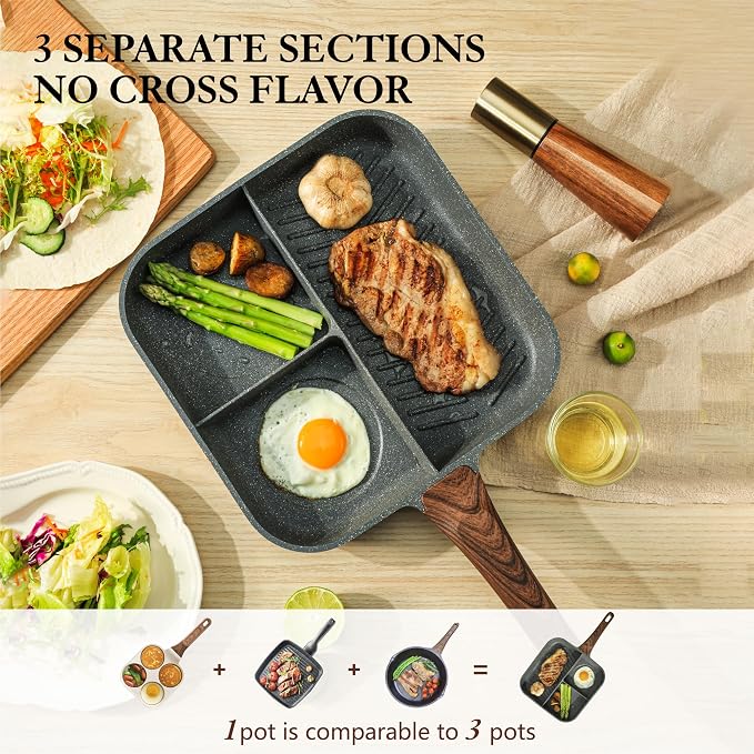 SENSARTE Nonstick Divided Grill Pan - Image 3