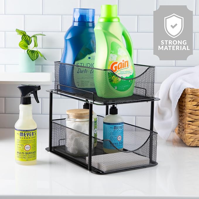 Sorbus 2 Sets of 2 Tier Metal Under Sink Organizer - Image 6
