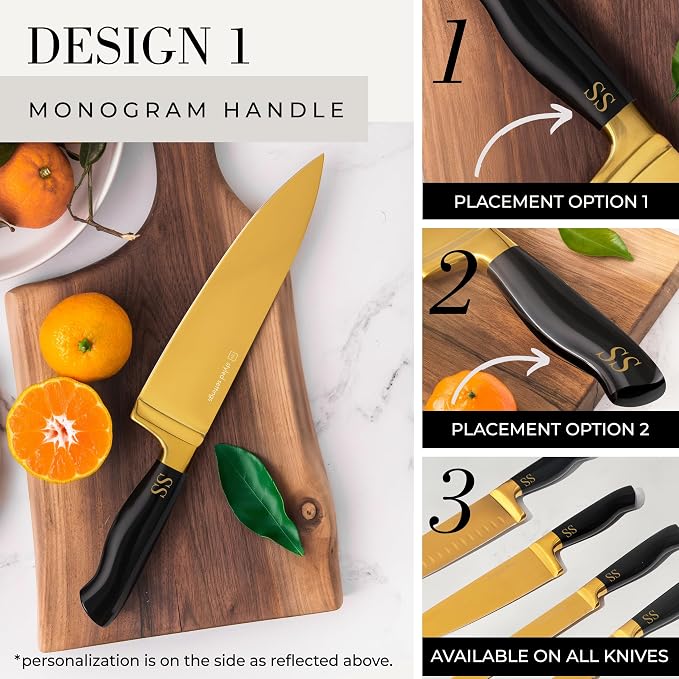 Personalized Black and Gold Knife Set - Image 3