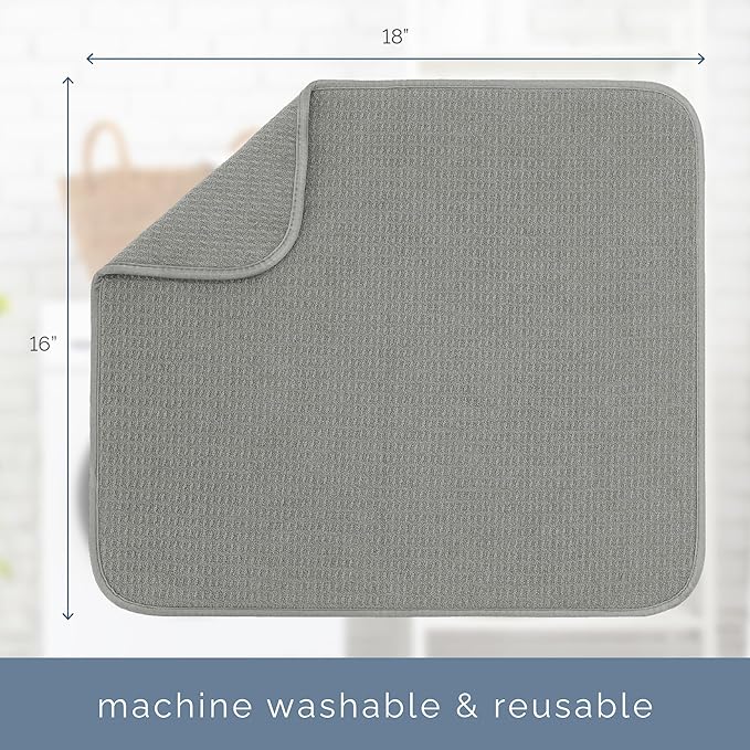 S&T INC. Dish Drying Mat, 16” x 18”, Absorbent Microfiber Kitchen Counter Mat - Image 6