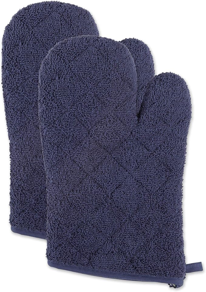 DII Basic Terry Collection 100% Cotton Quilted, Oven Mitt, French Blue by DII