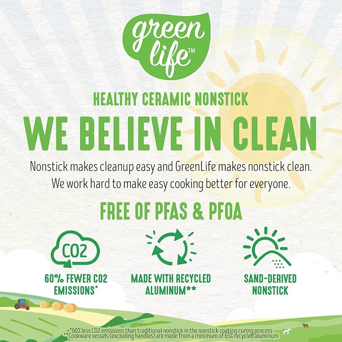 GreenLife 16 Piece Nonstick Cookware Set, Soft Grip Non-Toxic PFAS-Free Ceramic - Image 5