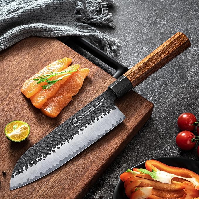 FAMCÜTE Santoku Knife 7 inch, Hand Forged 5 Layers 9CR18MOV High Carbon Steel - Image 2