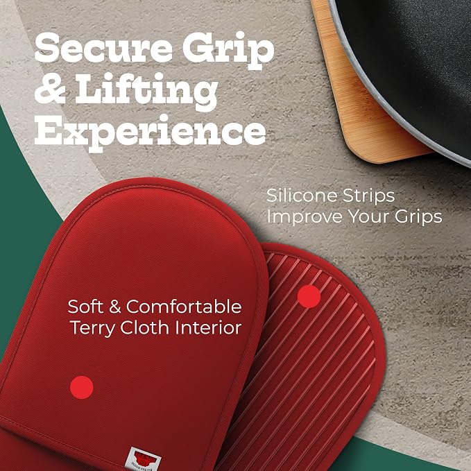 Red Double Oven Mitt Kitchen Protection - Image 3