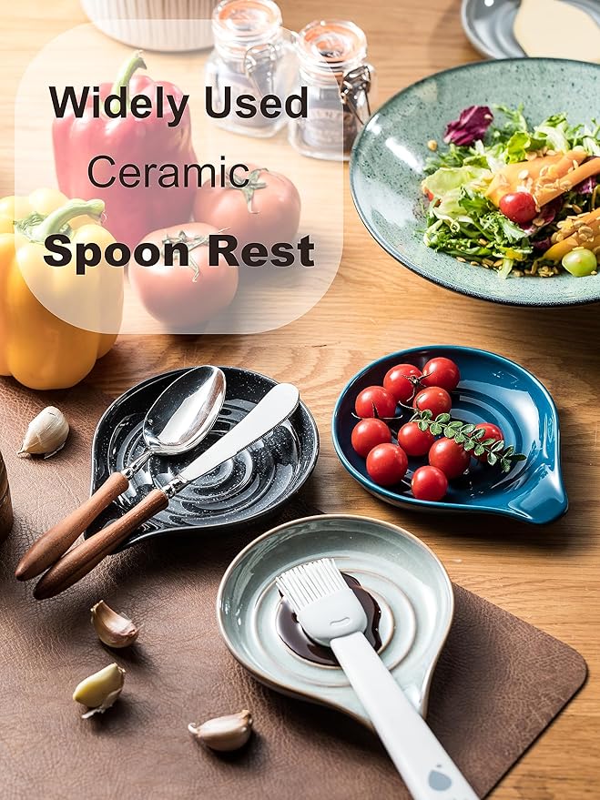 LAUCHUH Spoon Rest, Ceramic Spoon Holder - Image 4
