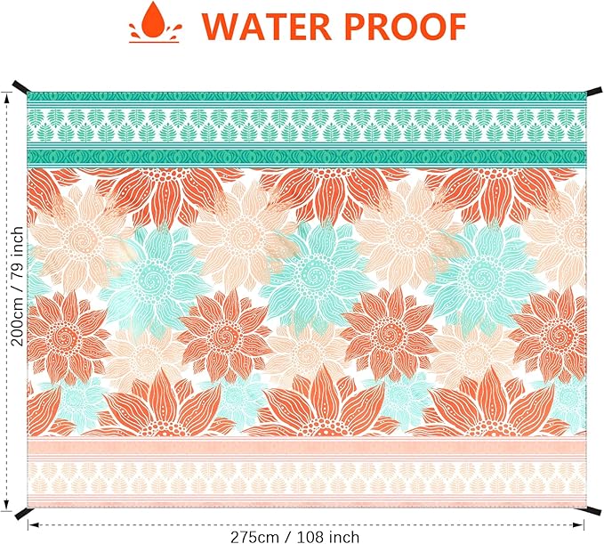 HIHOHO Beach Blanket Waterproof Sandproof Extra Large Beach Mat 79" X - Image 2
