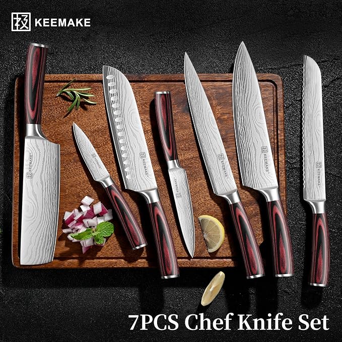 KEEMAKE Kitchen Knife Set, Ultra Sharp Chef Knife Set 7-Piece, High Carbon - Image 6