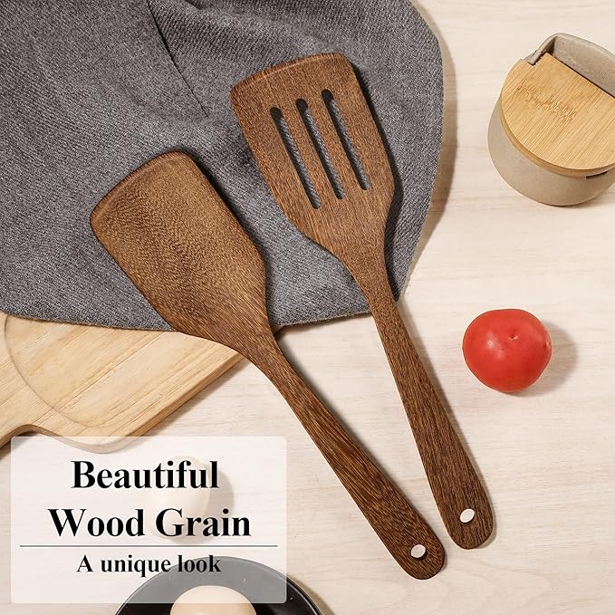 Wooden Spatula for Cooking 12 Inches Wood Spatula Slotted Turner Cooking - Image 4