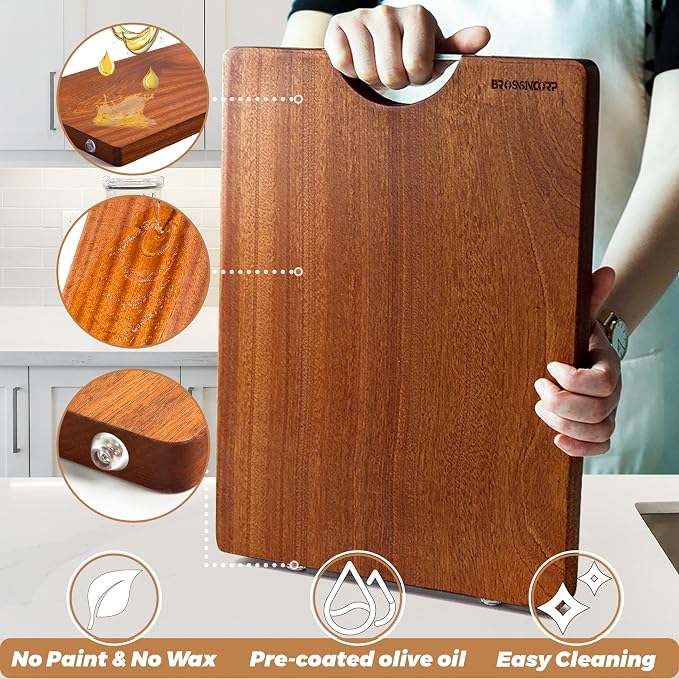 Brosisincorp Real Solid Sapele Cutting Board One Piece No Glue Non Toxic All - Image 3