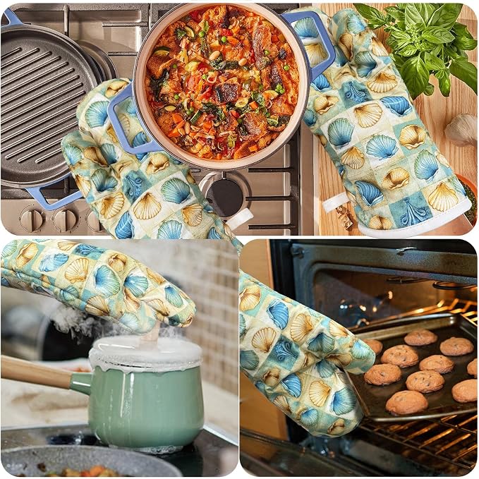 Oven Mitts Gloves 1 Pair Heat Resistant 480 ℉ Non Slip Clear Silicone Printed - Image 5