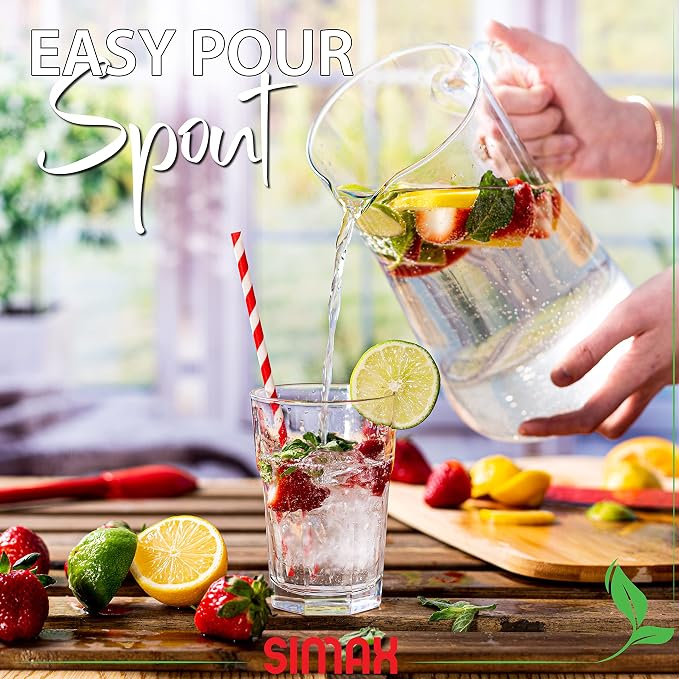 Simax Large Glass Pitcher With Spout, 2.5 Quart Borosilicate Glass Iced Tea - Image 4