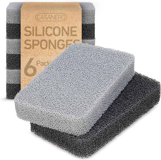 Casanero 6 Pack Silicone Dish Sponges, Heavy Duty Non Scratch Sponges by Unknown