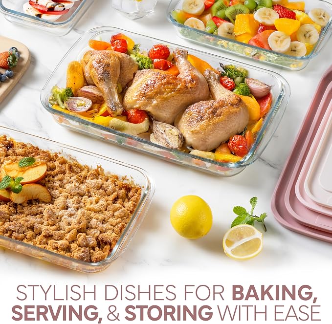 COOK WITH COLOR 8 PC. Glass Baking Dish Set with Lids - Image 2