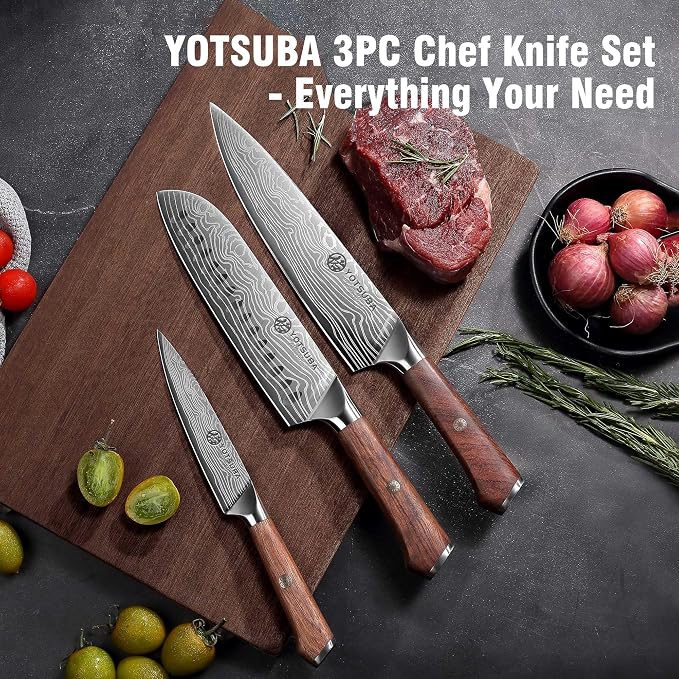 YOTSUBA 3 PCS Japanese Kitchen Knife Set, Razor Sharp High Carbon Stainless - Image 4