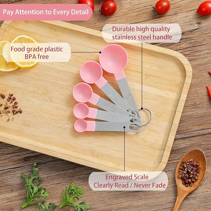Measuring Cups and Spoons Set of Huygens Kitchen Gadgets 10 Pieces, Stackable - Image 3