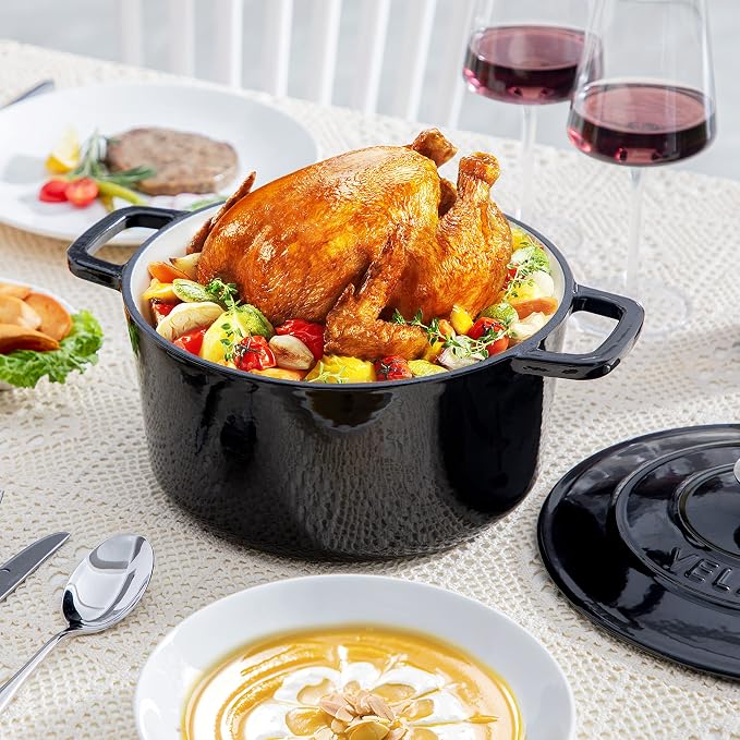 Velaze 6 QT Enameled Cast Iron Dutch Oven, Dual Handles Dutch Oven Pot - Image 7