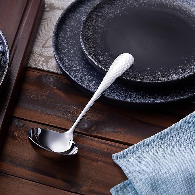 KEAWELL Premium 7.3" Hammered Gravy Ladle – 18/10 Stainless Steel – Exquisite - Image 6