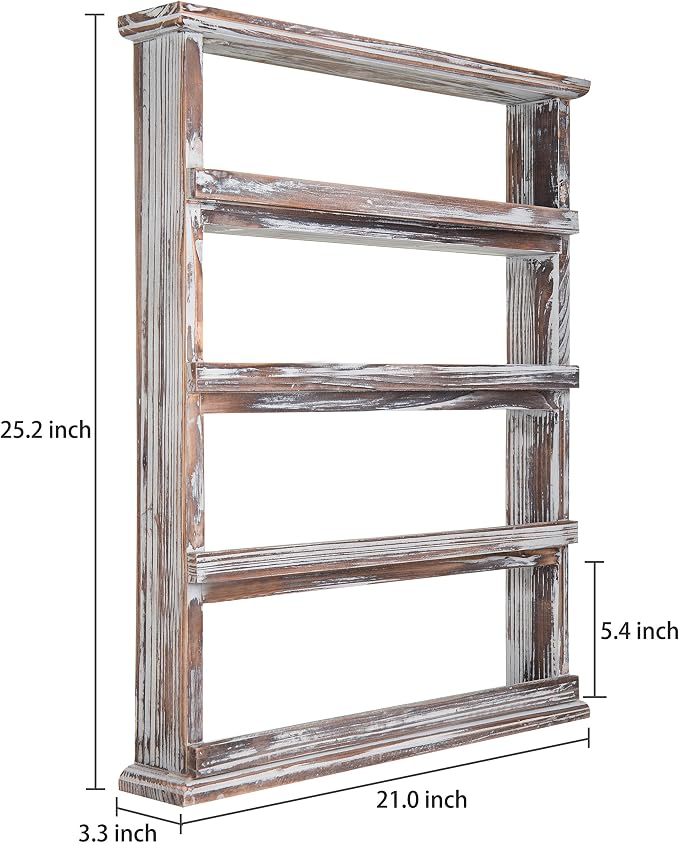 MyGift Wooden Spice Rack Wall Mount, Hanging 4 Tier Seasoning Jar Shelf - Image 4