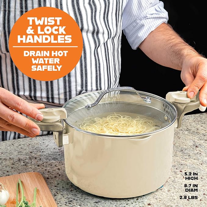 GOTHAM STEEL 5 Qt Ceramic Stock Pot Multipurpose Pasta Pot - Image 3