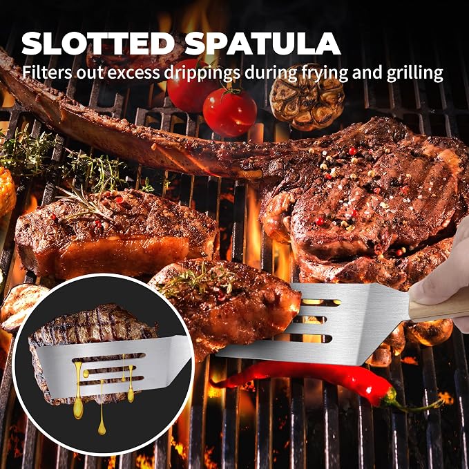 3 Pieces Stainless Steel Spatula Set, Metal Spatula - Image 5