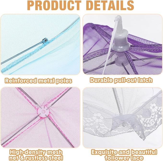 Tanlade 16 Pcs Mesh Food Cover Food Tent Set Reusable Collapsible Pop up Food - Image 3