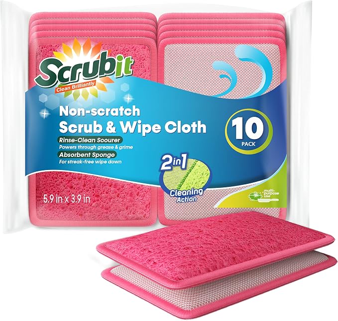 Scrub and Wipe Scrubbing Pads – SCRUBIT Dual Sided Scouring Pad and Sponge by SCRUBIT
