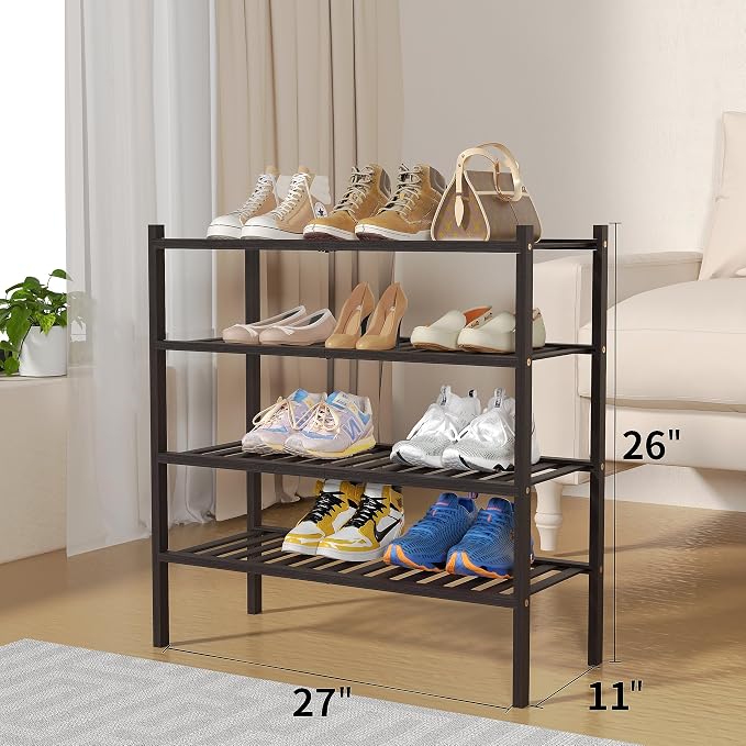 ROMGUAR CRAFT 4 Tier Bamboo Shoe Rack - Image 3