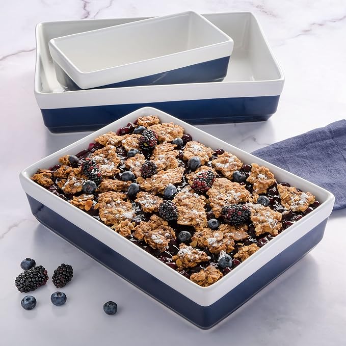 MARTHA STEWART 3-Piece Oven to Table Stoneware Bakeware Set – Baking Dish & - Image 2