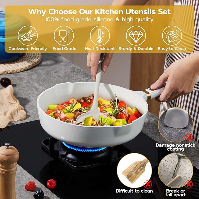 Onader Kitchen Cooking Utensils Set of 10, Silicone Utensils Set - Image 4