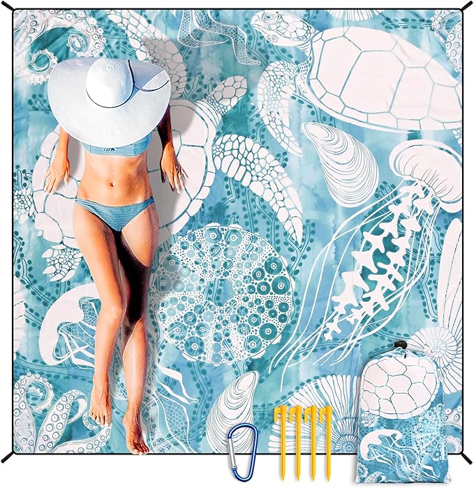 HIHOHO Beach Blanket Waterproof Sandproof Extra Large Beach Mat 79" X by HIHOHO