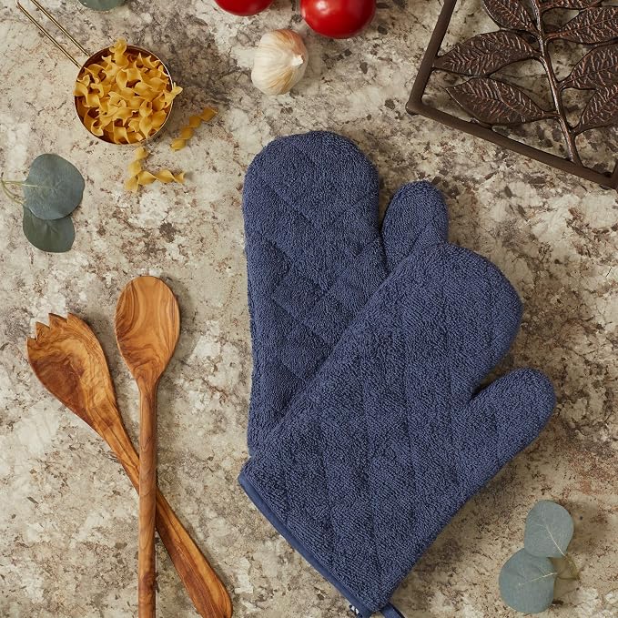 DII Basic Terry Collection 100% Cotton Quilted, Oven Mitt, French Blue - Image 3