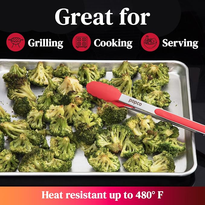 Popco 3-Piece Kitchen Tongs Set – Stainless Steel Heat Resistant Silicone Tips - Image 7