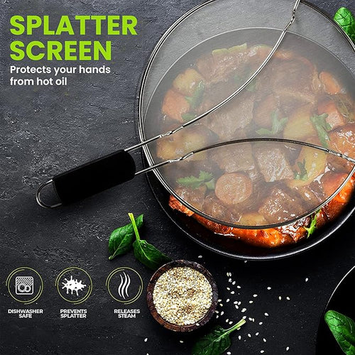 13" Grease Splatter Screen for Cooking | Stainless Steel Oil Splatter Guard and - Image 2