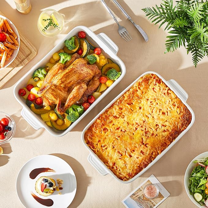 MALACASA Baking Dish 4.8 Qt Ceramic Casserole & Lasagna Pan, 9x13 Inch Deep - Image 7