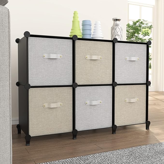 6-Cube Storage Organizer, Closet Organizer Storage Cabinet Shelf Bookcase - Image 2