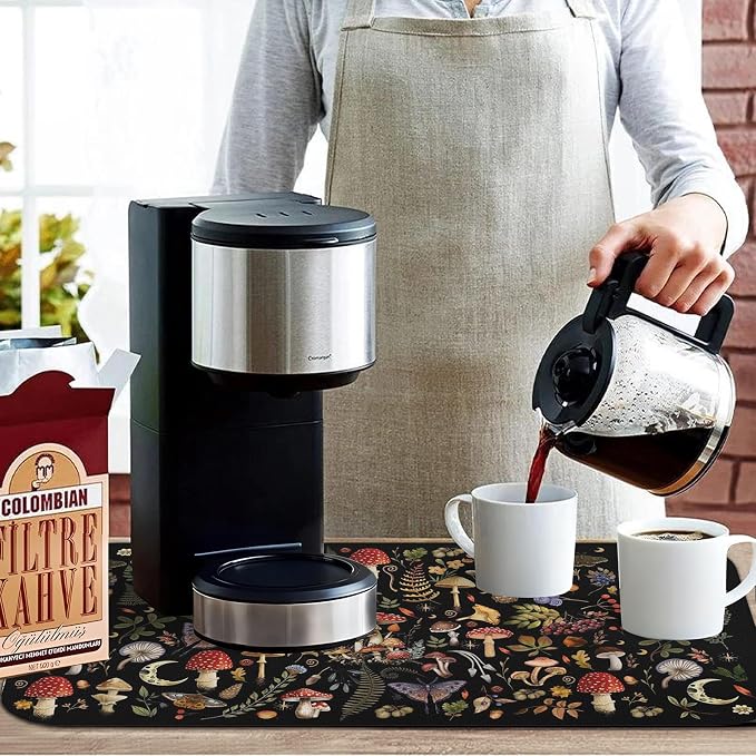 Kitchen Countertop Dish Drying Mat, Super Absorbent Coffee Bar Mat - Image 8
