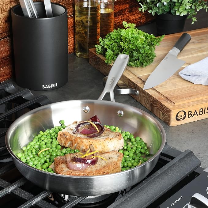 Babish 10-Inch Tri-Ply Stainless Steel Frying Pan – Professional Grade Skillet - Image 6