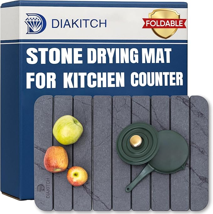 Stone Drying Mat for Kitchen Counter – Super Absorbent Stone Dish Drying Mat by DIAKITCH