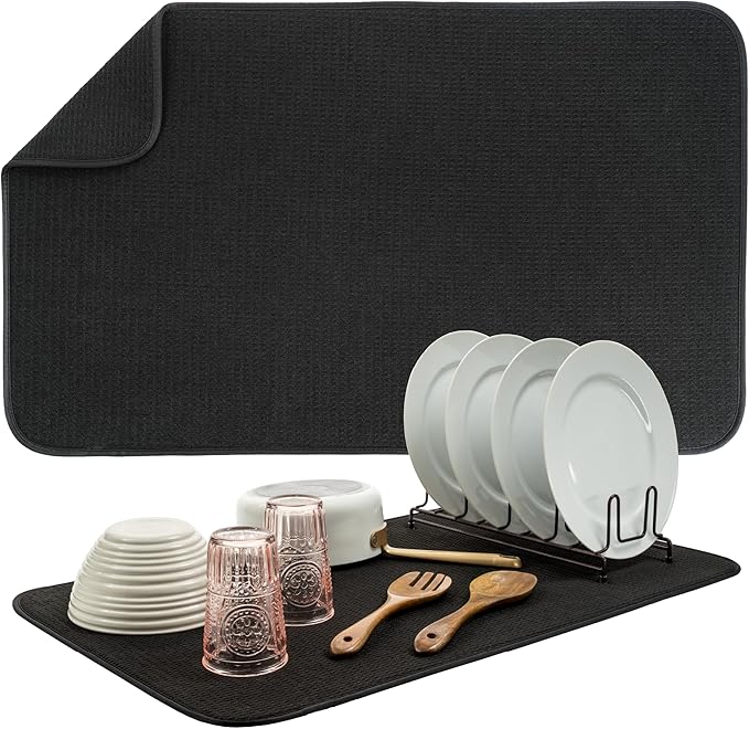 S&T INC. Dish Drying Mat Jumbo, 18” x 30”, Absorbent Microfiber Kitchen Counter by STINC