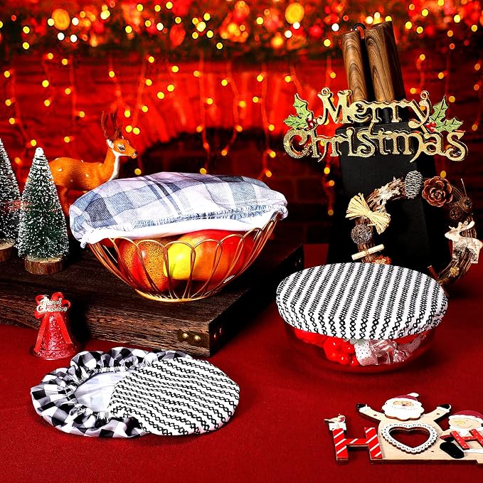 Patelai 10 Pcs Bowl Covers Reusable in 5 Size Stretch Cloth Fabric Elastic Food - Image 6
